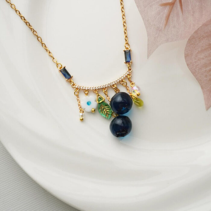 Handmade Resin Blueberry Necklace: Cottagecore Fruit Charm - Image 3