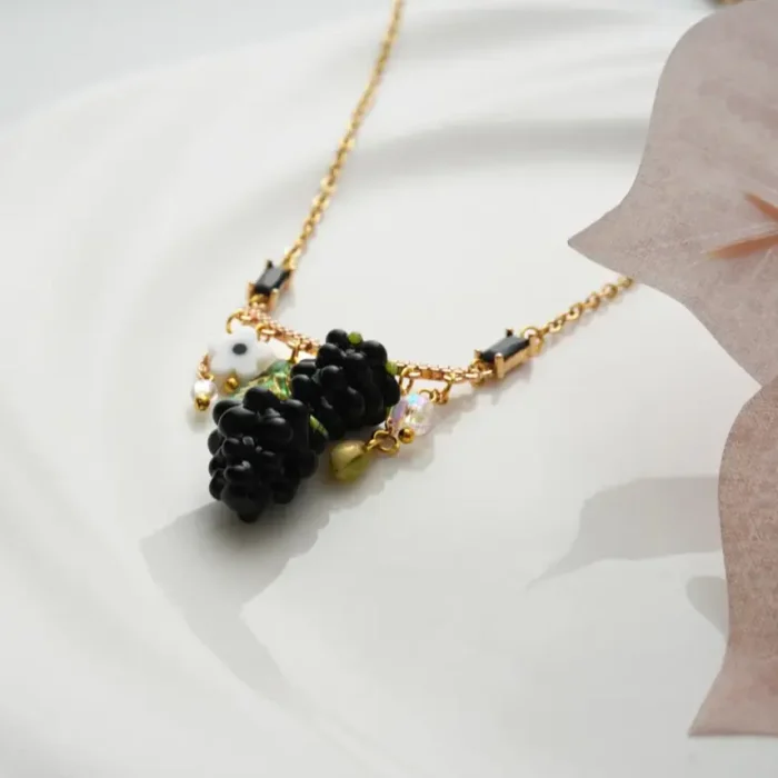 Handmade Czech Glass Blackberry Necklace - Image 2