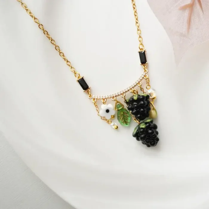 Handmade Czech Glass Blackberry Necklace - Image 3