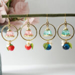 Handmade Resin Pudding & Berry Dangle Earrings: Sterling Silver Hooks