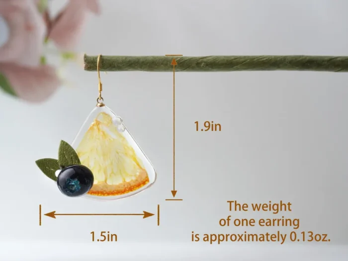 Handmade Resin Orange Slice Earrings: Sterling Silver Hooks - Image 6