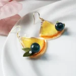 Handmade Resin Orange Slice Earrings: Sterling Silver Hooks