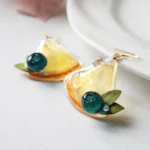 Handmade Resin Orange Slice Earrings: Sterling Silver Hooks - Image 5