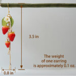 Handmade Clay Strawberry Zircon Chain Earrings, Sterling Silver Hooks - Image 5