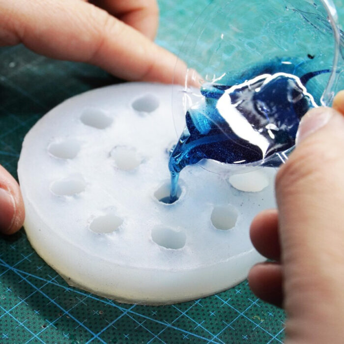 Handmade One Blueberry Drop Earrings | Resin & Czech Beads Fruit Jewelry - Image 10