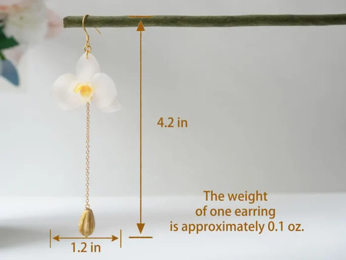 Handmade Orchid Flower Earrings - Image 5
