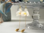 Handmade Orchid Flower Earrings - Image 2