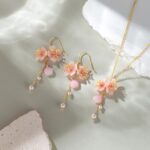 Handmade Resin Cherry Blossom Pearl Dangle Earrings - Image 8