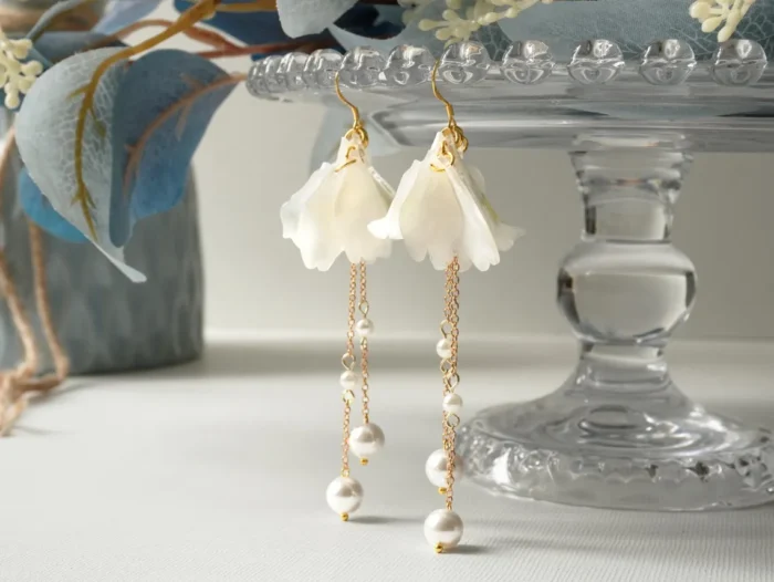 Handmade Resin Iris Flower Earrings - Image 5