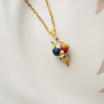 Handmade Polymer Clay Strawberry Blueberry Ice Cream Cone Necklace - Image 2