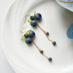 Handmade Polymer Clay Blueberry Dangle Earrings – Long Fruit Chain Earrings - Image 4