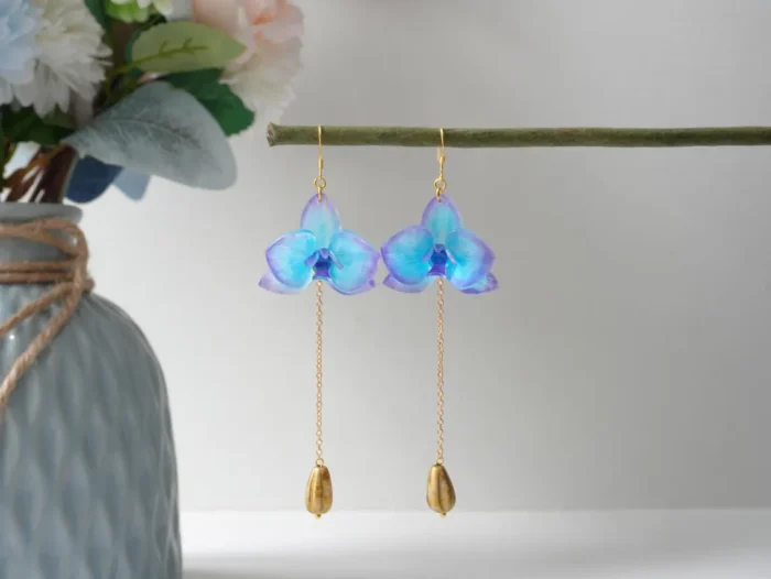 Handmade Orchid Flower Earrings - Image 6