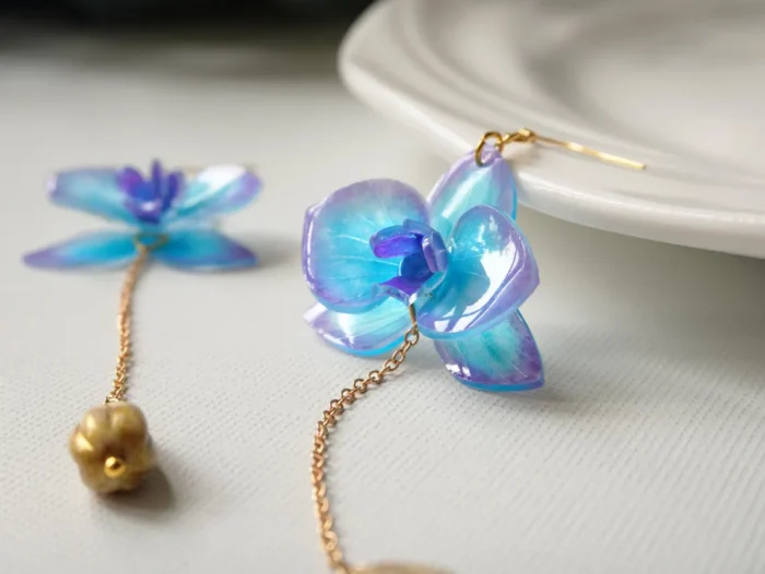 Handmade Orchid Flower Earrings - Image 8