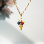 Handmade Polymer Clay Strawberry Blueberry Ice Cream Cone Necklace - Image 4