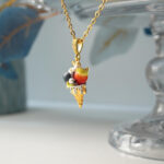 Handmade Polymer Clay Strawberry Blueberry Ice Cream Cone Necklace