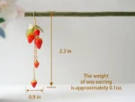 Handmade Polymer Clay Strawberry Dangle Earrings – Long Fruit Chain Earrings - Image 7