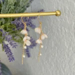 Handmade Resin Lily of the Valley Pearl Drop Earrings