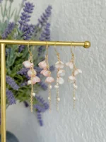 Handmade Resin Lily of the Valley Pearl Drop Earrings - Image 3