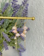 Handmade Resin Lily of the Valley Pearl Drop Earrings - Image 4