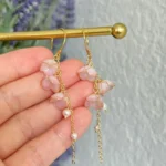 Handmade Resin Lily of the Valley Pearl Drop Earrings - Image 5