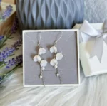 Handmade Resin Lily of the Valley Pearl Drop Earrings - Image 8