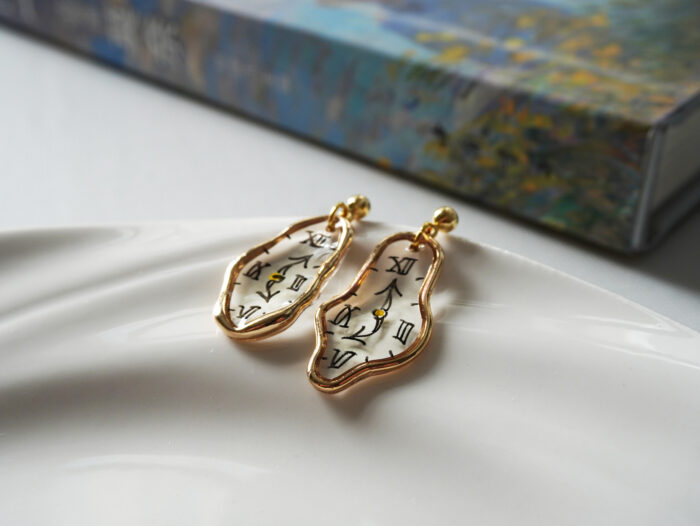 Handmade Resin Dali Melting Clock Earrings | Quirky Salvador Timepiece Jewelry - Image 6