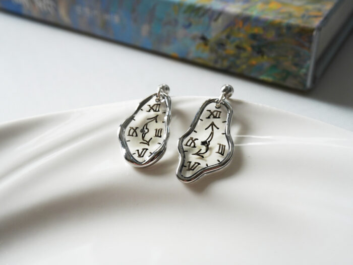 Handmade Resin Dali Melting Clock Earrings | Quirky Salvador Timepiece Jewelry - Image 8